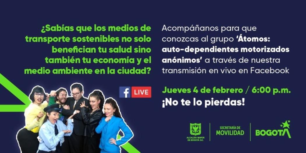 La Secretaría de Movilidad (SDM) invita a todos los ciudadanos a participar en el Facebook Live ‘Átomos: auto-dependientes motorizados anónimos’.