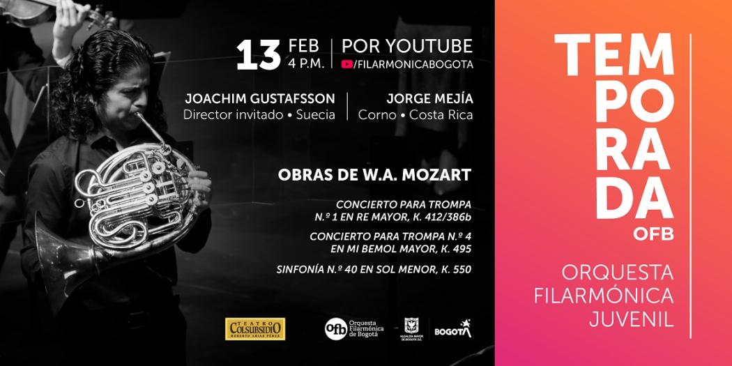 Acompáñanos este sábado 13 de febrero a las 4:00pm a través del Canal Oficial de Youtube de la Filarmónica de Bogotá.