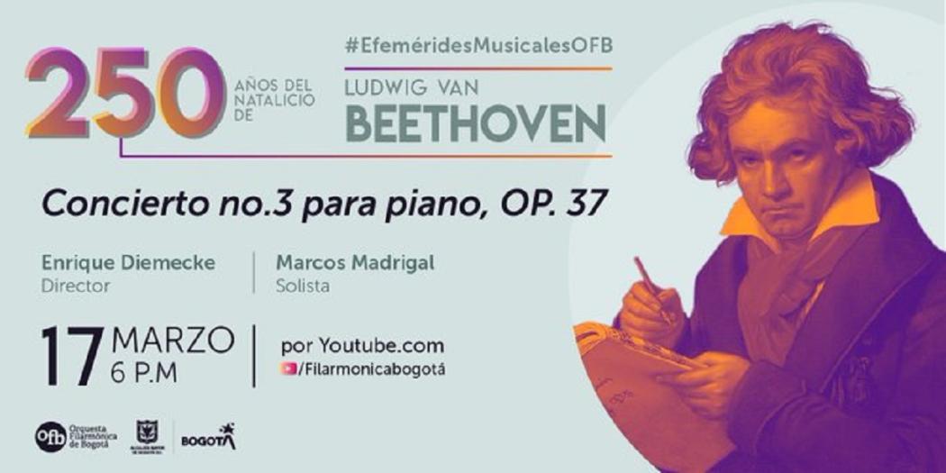 En Efemérides OFB recordamos la Obertura Leonora no.3 y el Concierto para piano no.3 con el solista cubano, Marcos Madrigal. En la dirección, el maestro Lior Shambadal. Imagen: OFB.