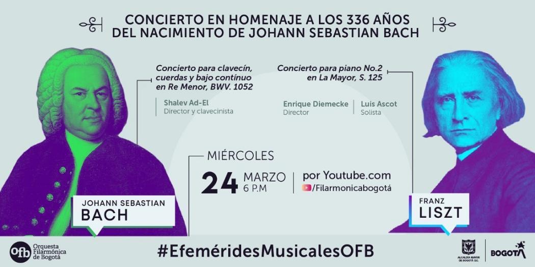 Conmemorando el natalicio de Franz Liszt y Johann Sebastian Bach, la Orquesta Filarmónica de Bogotá trae de su memoria audiovisual, dos  grandes composiciones. Imagen: OFB.