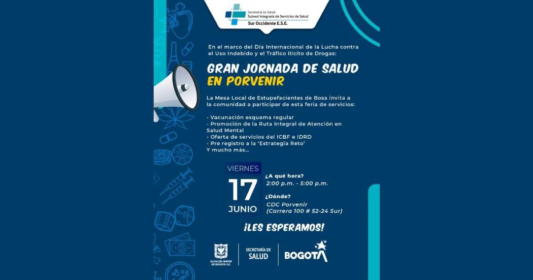Jornada gratuita de salud en CDC Porvenir en Bosa, hoy 17 de junio