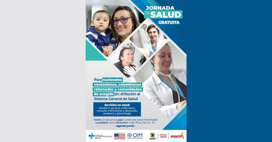 Jornada gratuita de salud para migrantes en Usme, Bogotá. 24 de junio
