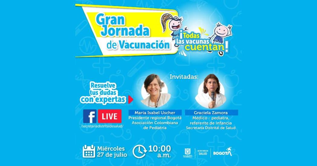 Facebook Live de Secretaría de Salud sobre vacunación familiar Bogotá