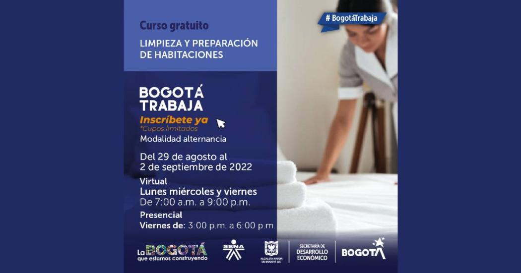Curso gratuito de limpieza y preparación de habitaciones en Bogotá 