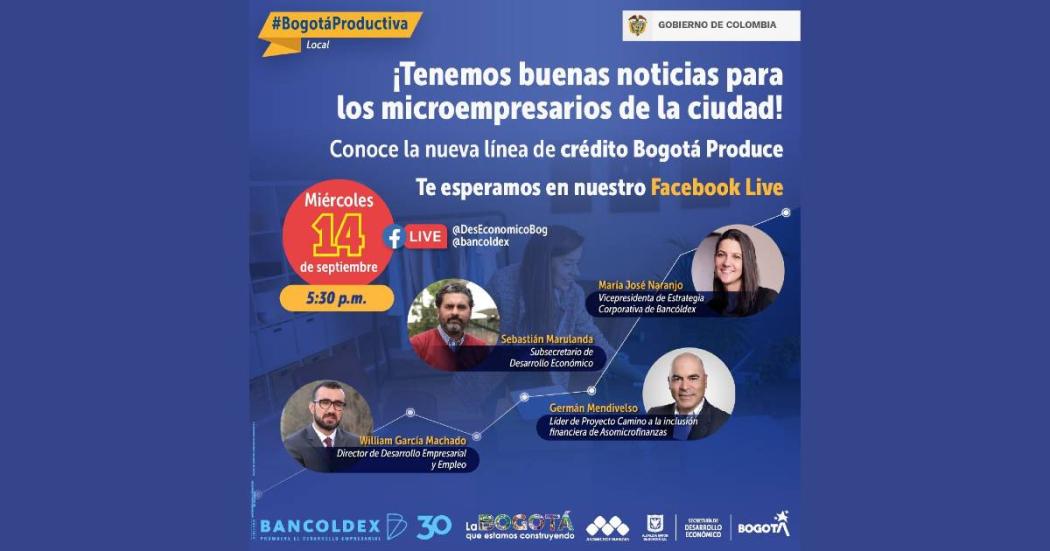Nueva línea de crédito para mircroempresarios en Bogotá Facebook Live 