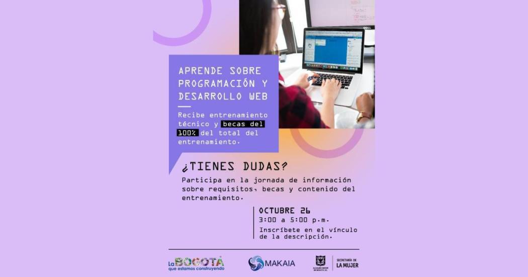 Curso gratuito de desarrollo web para mujeres en Bogotá. Sec. de Mujer