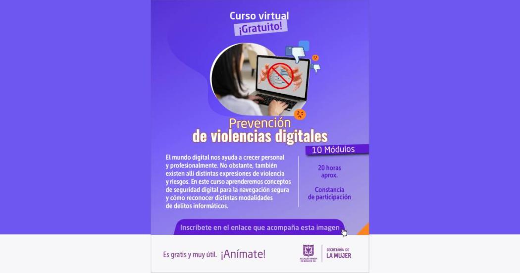 Curso gratuito para mujeres de prevención violencias digitales 2023 