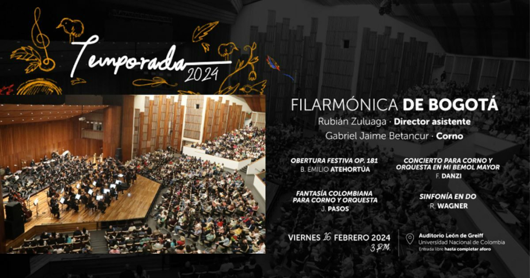 Febrero 16: Concierto gratuito de la Orqueta Filarmónica de Bogotá 
