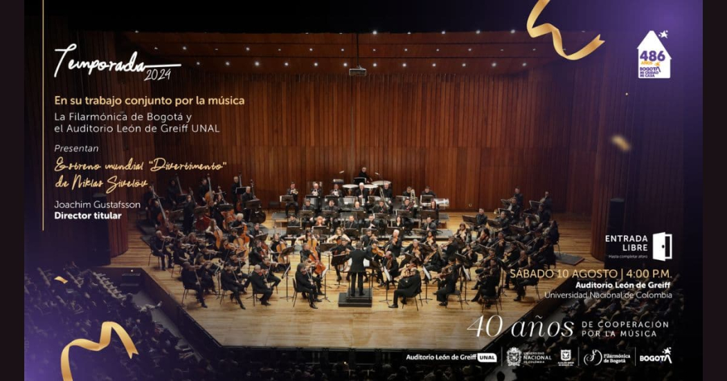 Conciertos de la Filarmónica de Bogotá este 9 y 10 de agosto 2024