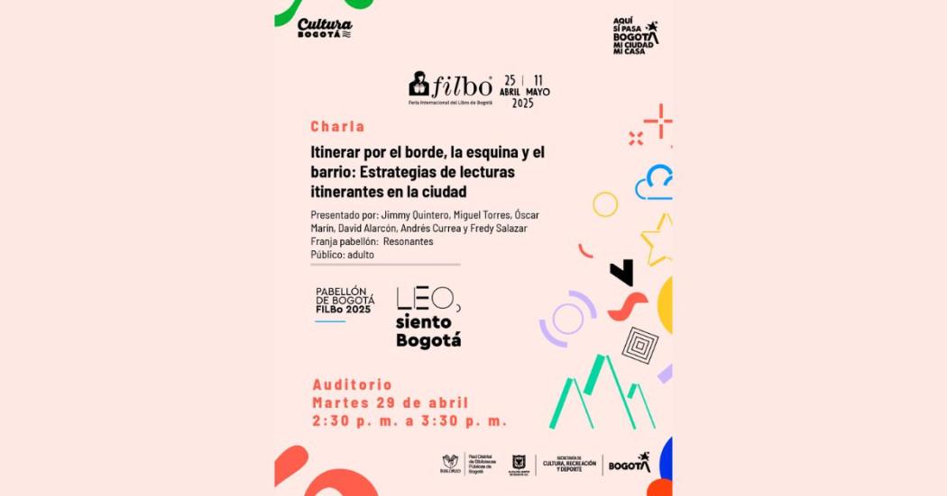 Planes en Bogotá charla Itinerar Feria del Libro FILBo martes 29 abril