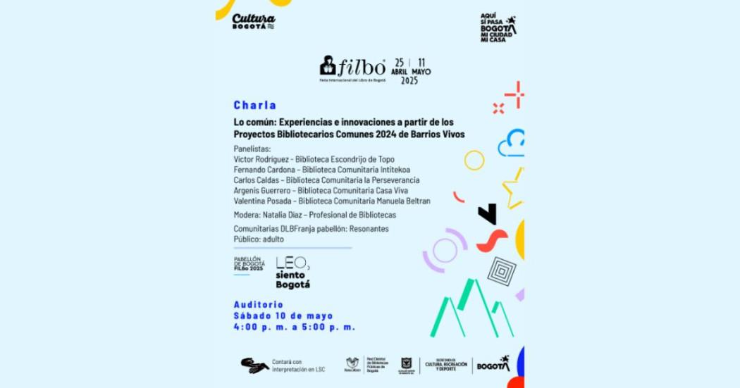 FILBo 2025 en Bogotá charla sobre Proyectos Bibliotecarios Comunes