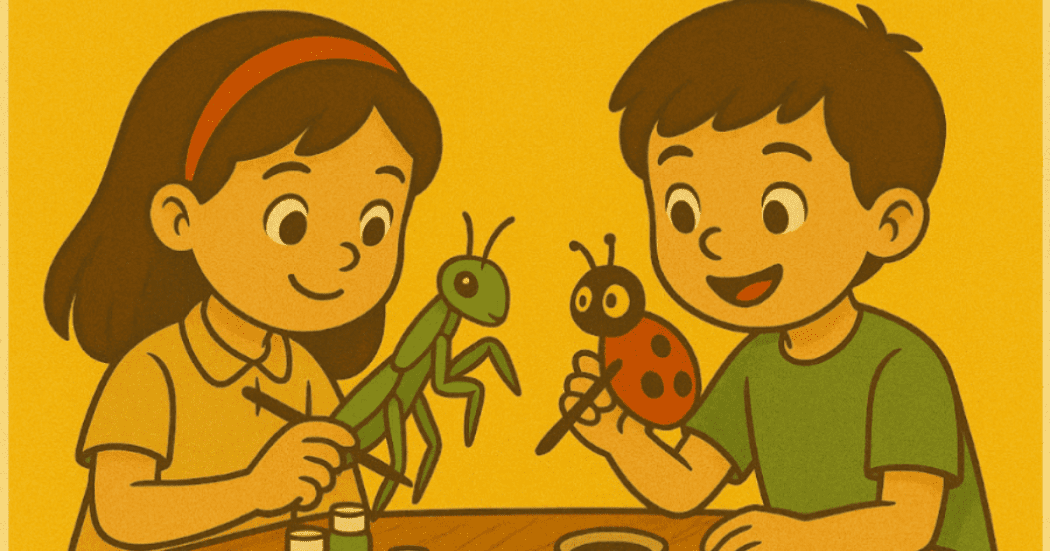 Imagen de la pieza gráfica de dos niños jugando 