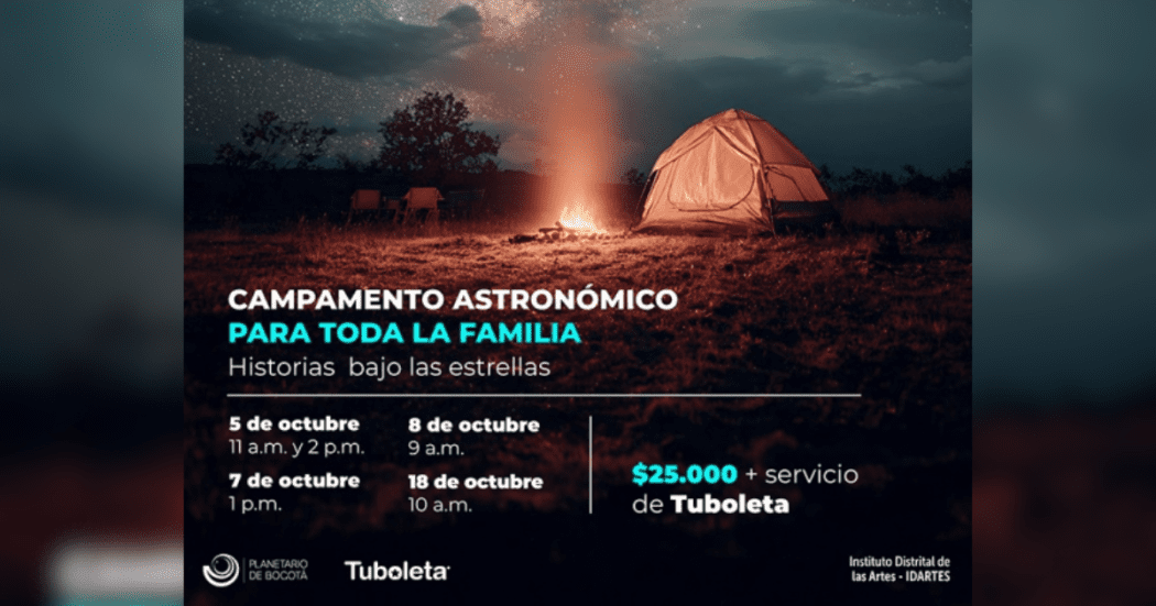 Imagen de la pieza gráfica que promociona el campamento familiar en el Planetario