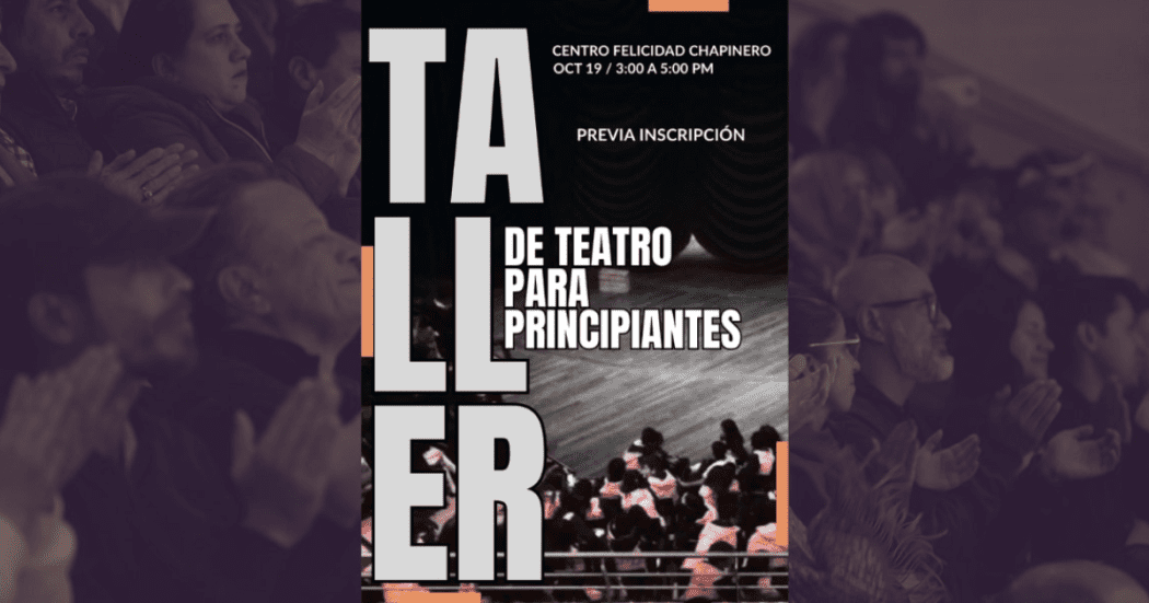 Imagen de cartel con información de este taller gratis de teatro para principiantes.
