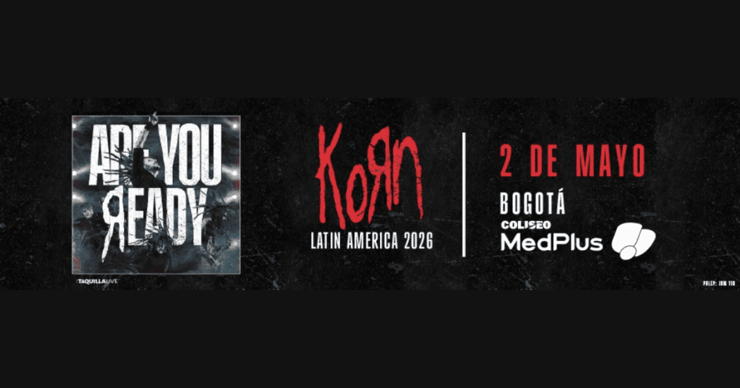 Imagen de fondo negro en la que se encuentra toda la información de este concierto en Bogotá