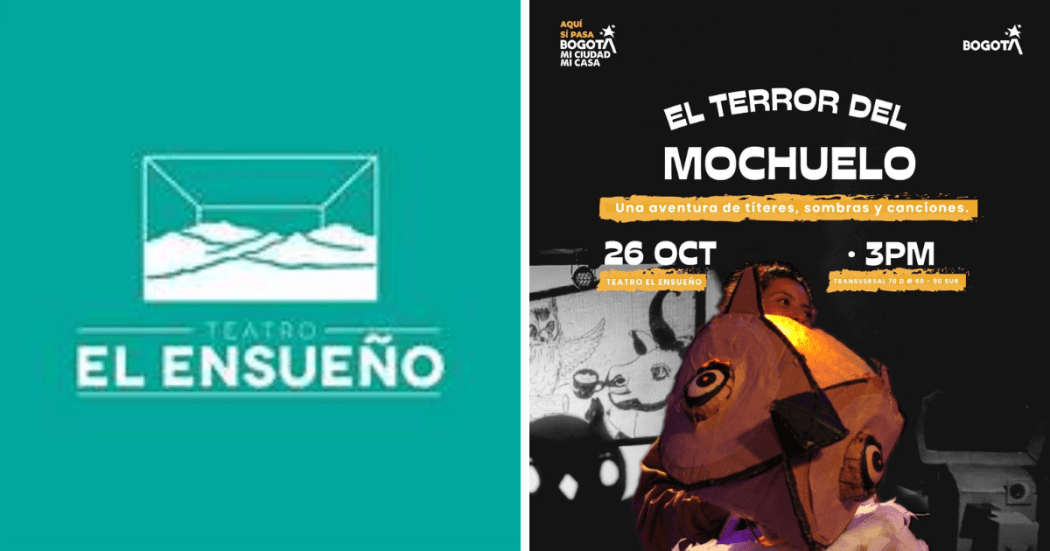 Imagen a la izquierda con el logo del Teatro El Ensueño y a la drecha con el cartel con la información de esta onbra de teatro