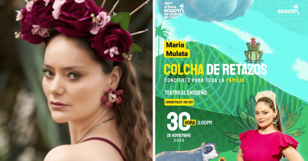 Imagen a la derecha del cartel promocional del concierto y a la izquierda foto de la cantante María Mulata