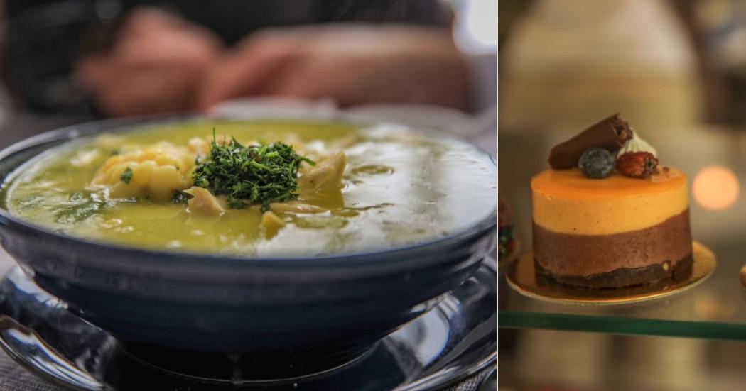 Imagen de un ajiaco y un poste participantes Sabor Bogotá