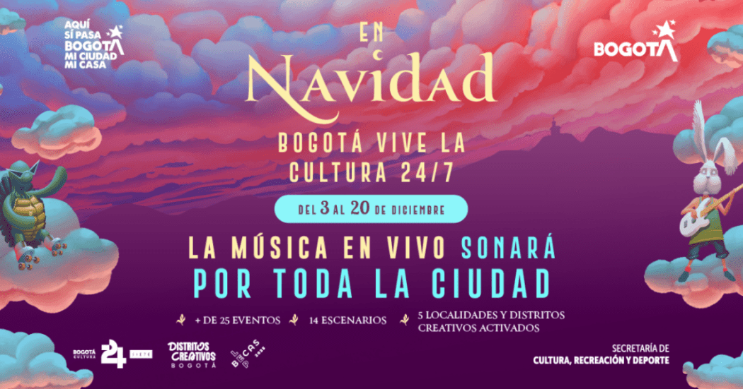 Imagen del cartel promocional de la programación de Bogotá 24/7 en diciembre de 2025