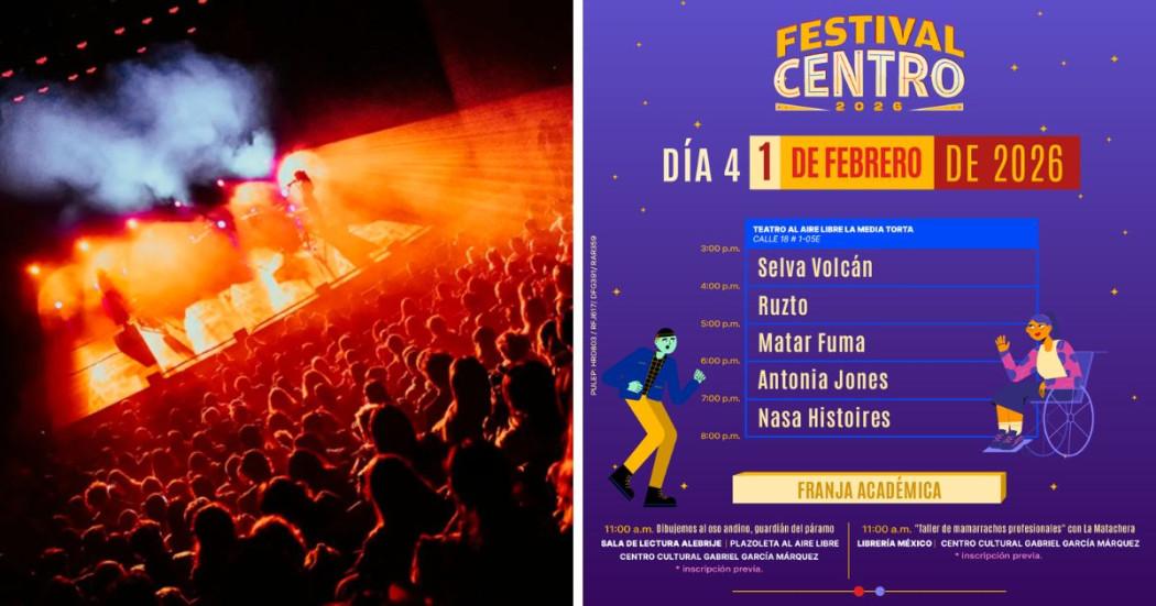 Imagen de la cartelera de artistas del Festival Centro el primero (1) de febrero