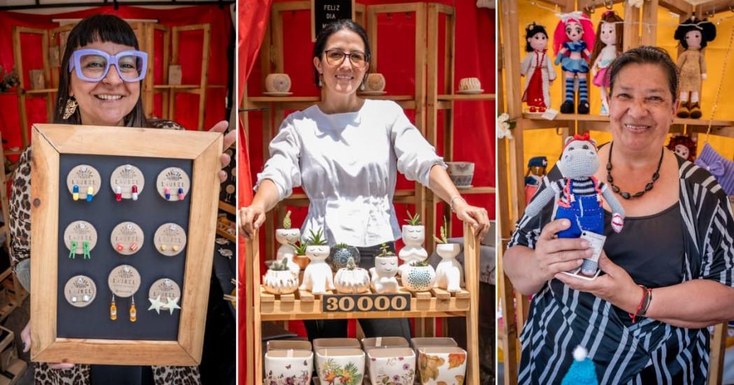 Fotos de mujeres y sus emprendimientos locales en Hecho en Bogotá.