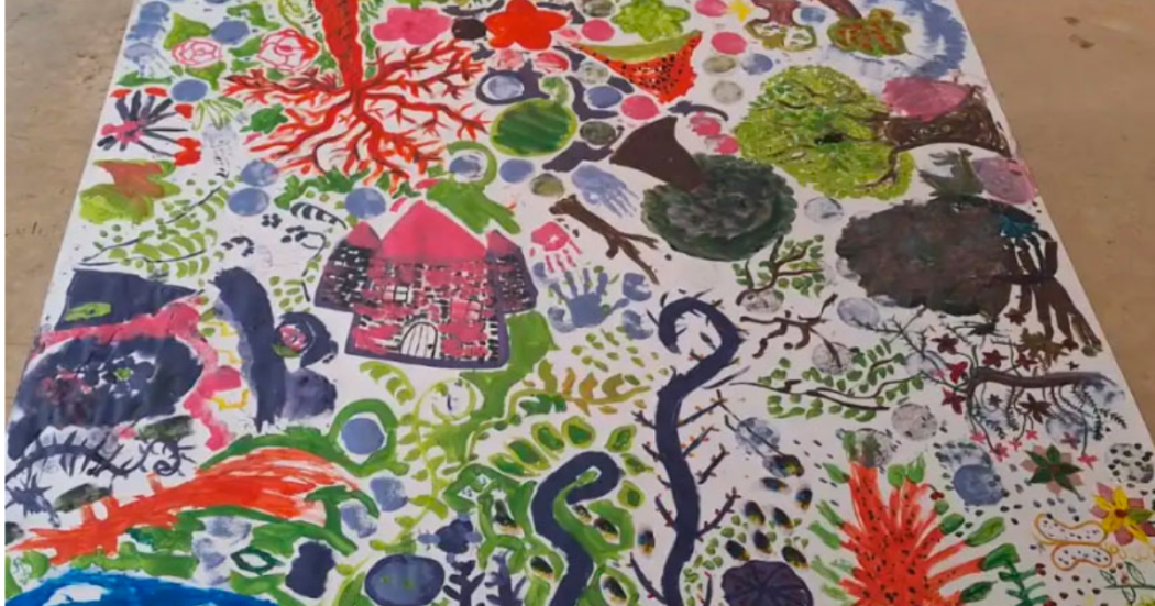 Imagen de un proyecto realizado por un niño durante el taller gratuito de artes plásticas en el CEFE Chapinero.