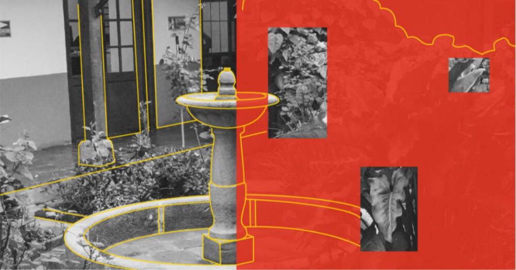 Imagen de fuente en blanco y negro con fondo rojo