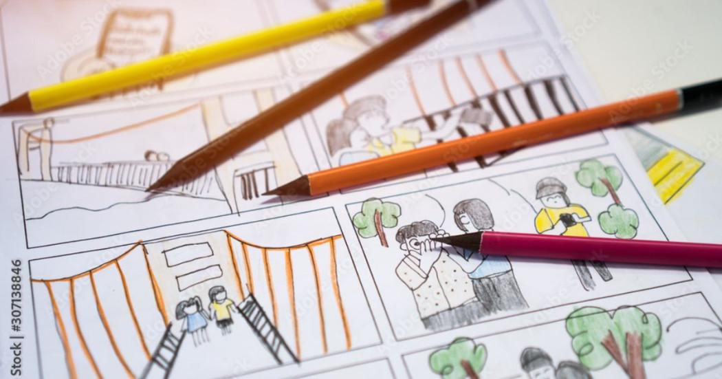 Imagen de encuadres de Storyboard en colores 