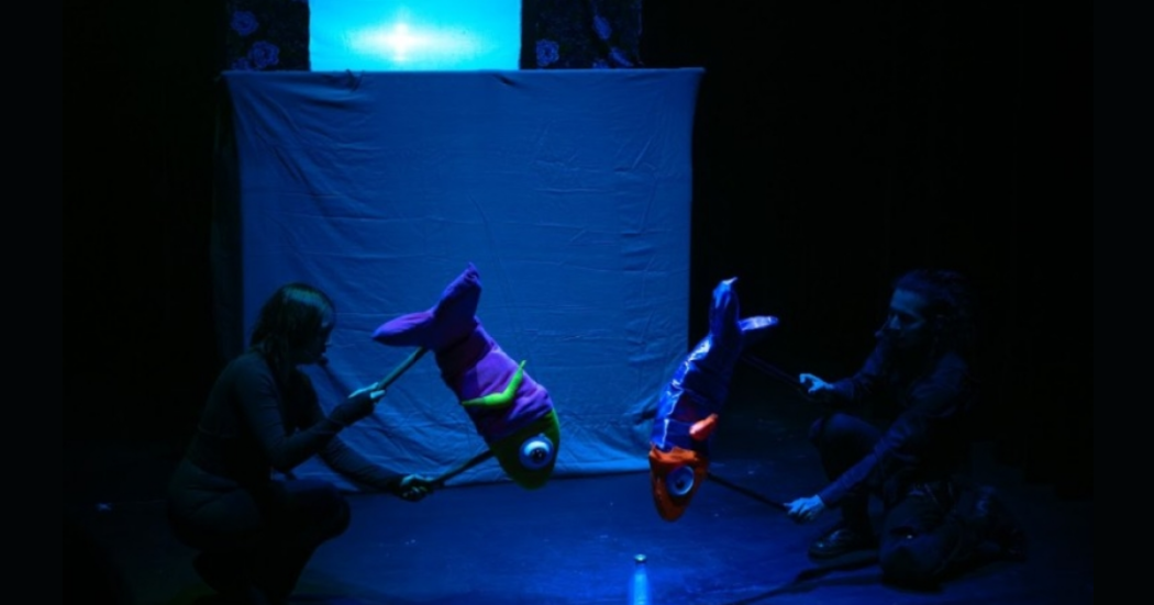 Imagen de los títeres en la puesta en escena.