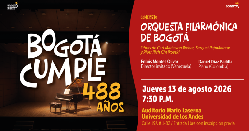Imagen del cartel promocional de este concierto que hace parte de la programación del cumpleaños de Bogotá.