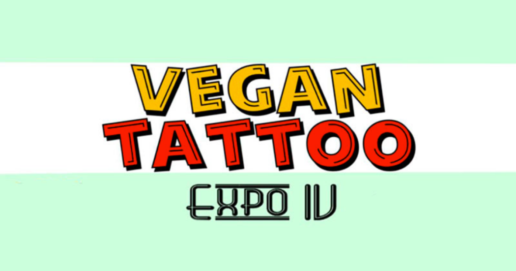 Imagen promocional del evento con el texto 'Vegan Tatto Expo I' con un fondo verde claro.