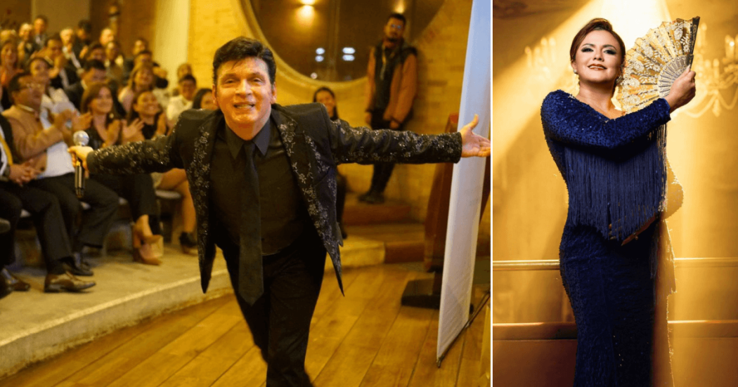 Imagen de imitadores de Juan Gabriel y Rocio Dúrcal en Bogotá.