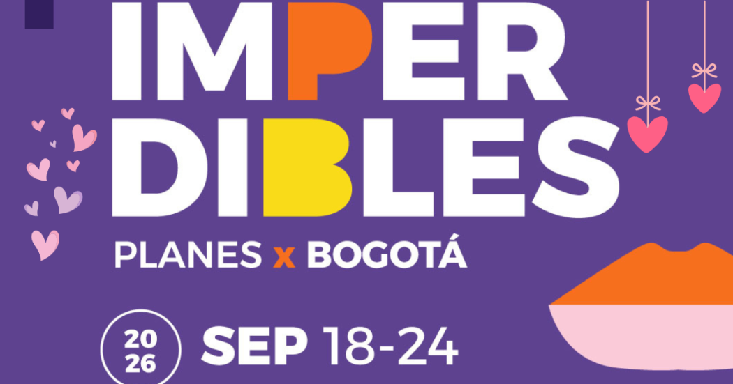 Imagen en letras Imperdibles Bogotá con animaciones de corazones