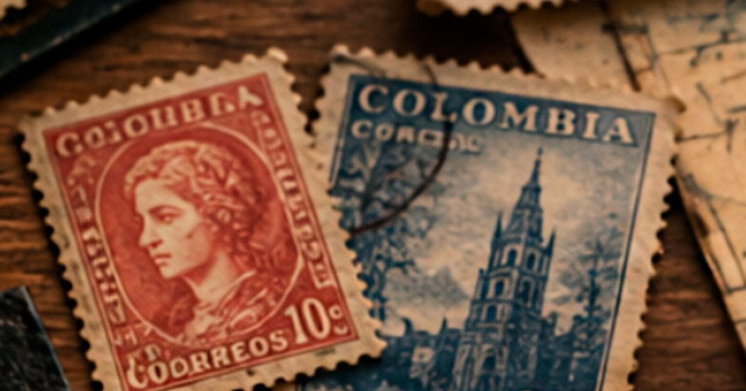Imagen de dos estampillas, una de color naranja y otra azul.