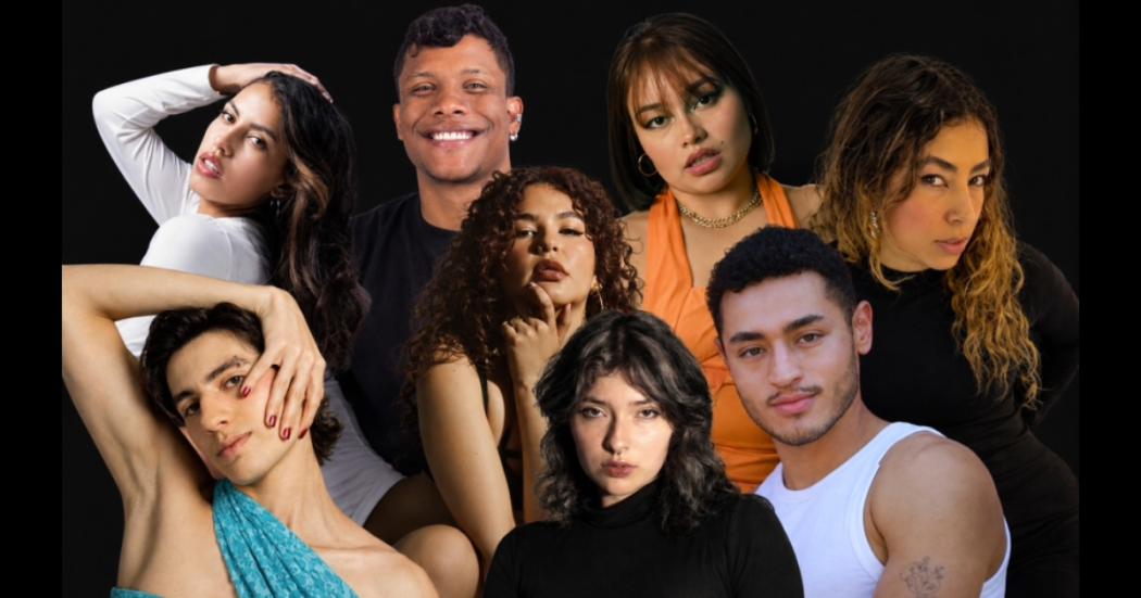 Imagen de varios hombres y mujeres con diferentes gestos en su cara, unos rien, otros miran fijamente, etc.