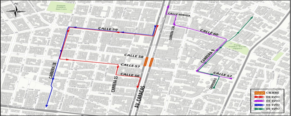 Obras Metro Bogotá hay cierre en la av. Caracas entre calles 57 y 58