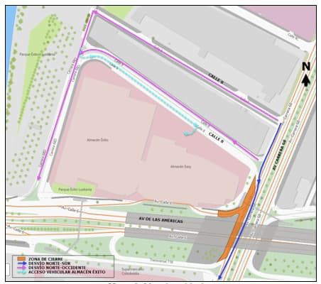 Movilidad en Bogotá_ cierre y obras en carrera 68 con avenida Américas Mapa 2