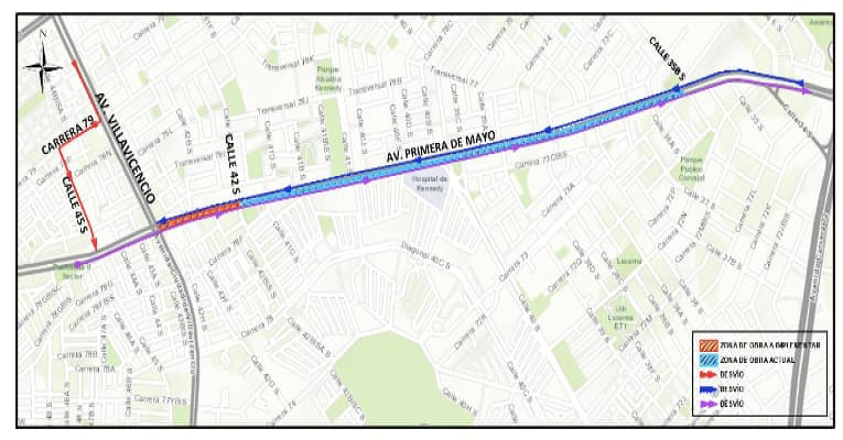 Movilidad en Bogotá_ por obras Metro cierre en avenida Primero de Mayo Mapa 3