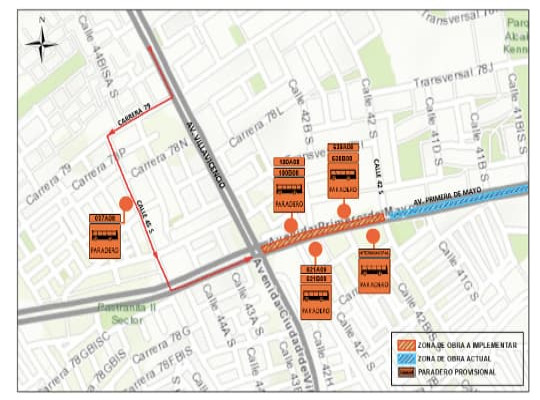 Movilidad en Bogotá_ por obras Metro cierre en avenida Primero de Mayo Mapa 4