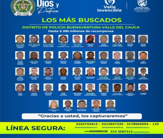 Cartel de los más buscados en Buenaventura 