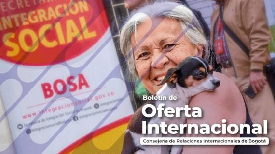 Foto de una mujer y su mascota en la portada del Boletín de Ofertas Internacionales de Bogotá.