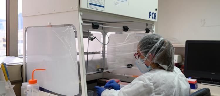 Doctora tratando instrumentos médicos