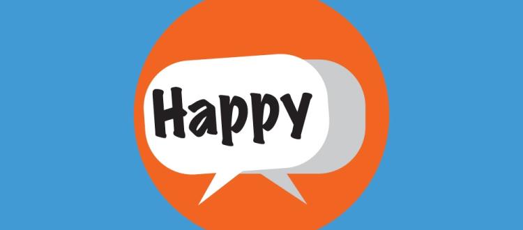 Letrero que dice happy
