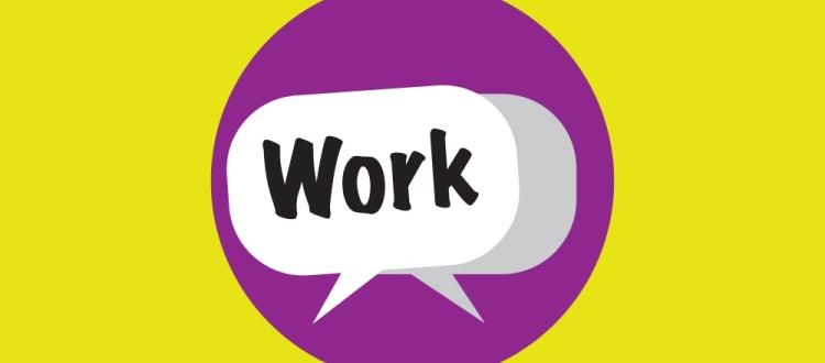 Letrero con palabra work