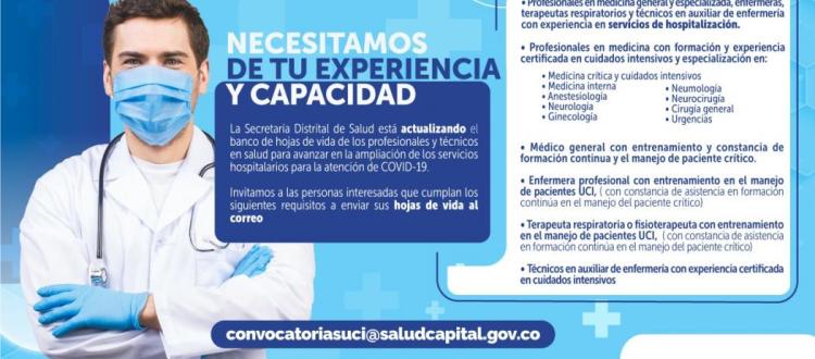 Oferta de empleo Bogotá: Médico UCI, médico interno y cirujano