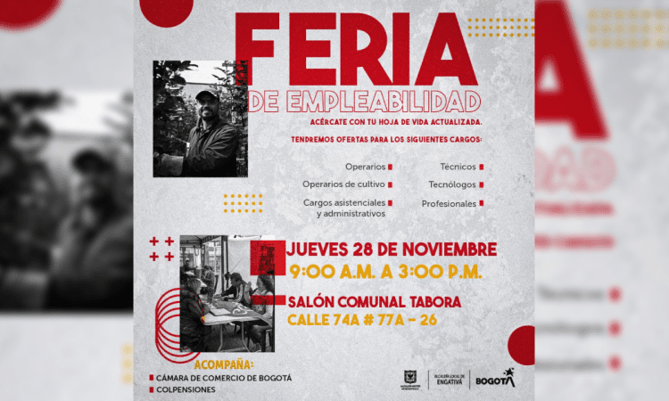 Trabajo en Bogotá a través de Feria de Empleo en Engativá 28 noviembre