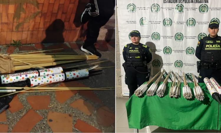 Fotos de la incautación de pólvora en los barrios Boyacá Real y Las Ferias en Bogotá.