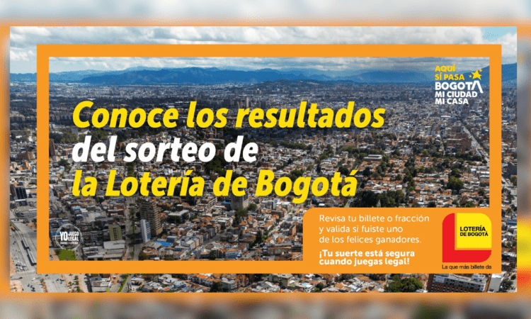 Imagen de la pieza gráfica que promociona el sorteo de la Lotería de Bogotá de este viernes 26 de diciembre