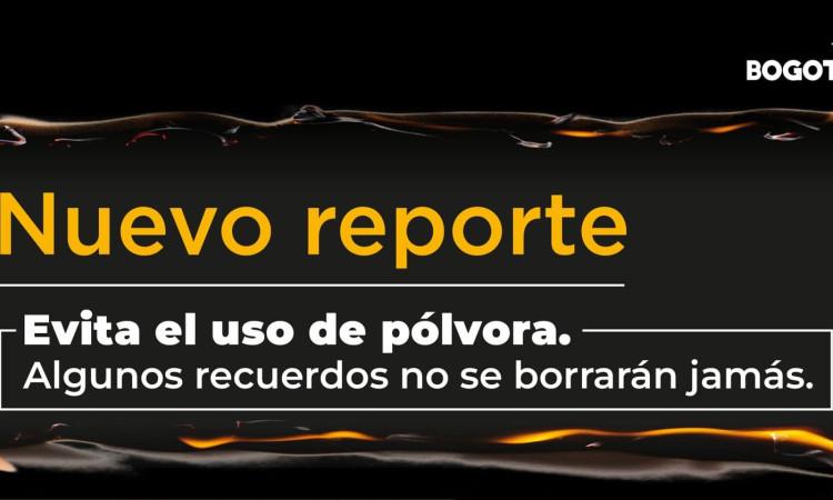 Mensaje de nuevo reporte de lesionados por pólvora 