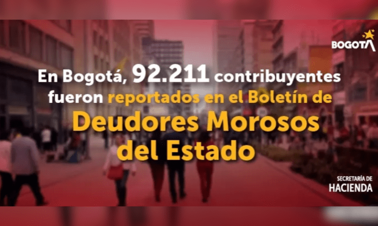 Imagen de la pieza gráfica que indica la cantidad de morosos en Bogotá